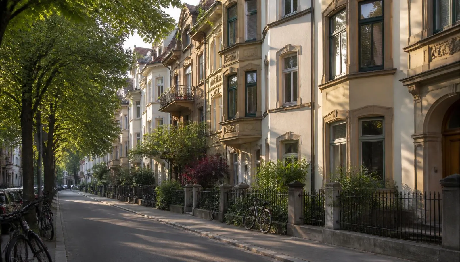 Altbauwohnungen an einer baumbestandenen Quartierstrasse in Zürich